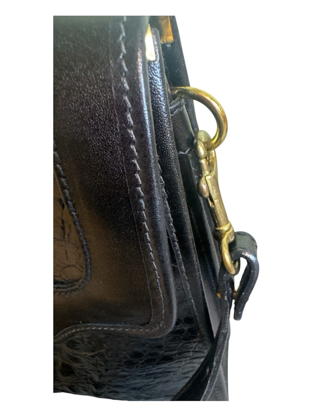 Vintage NWT Brahmin Black Croc-Embossed Top Handle Bag - Picture 8 of 8